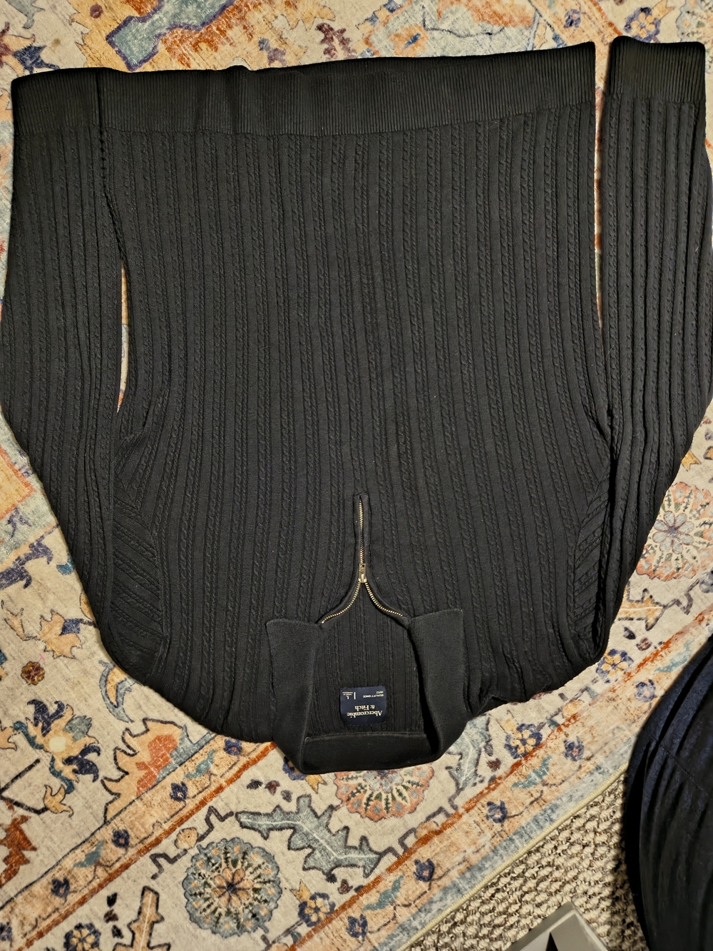 Abercrombie & Fitch Black Ribbed Zip-Up Sweater